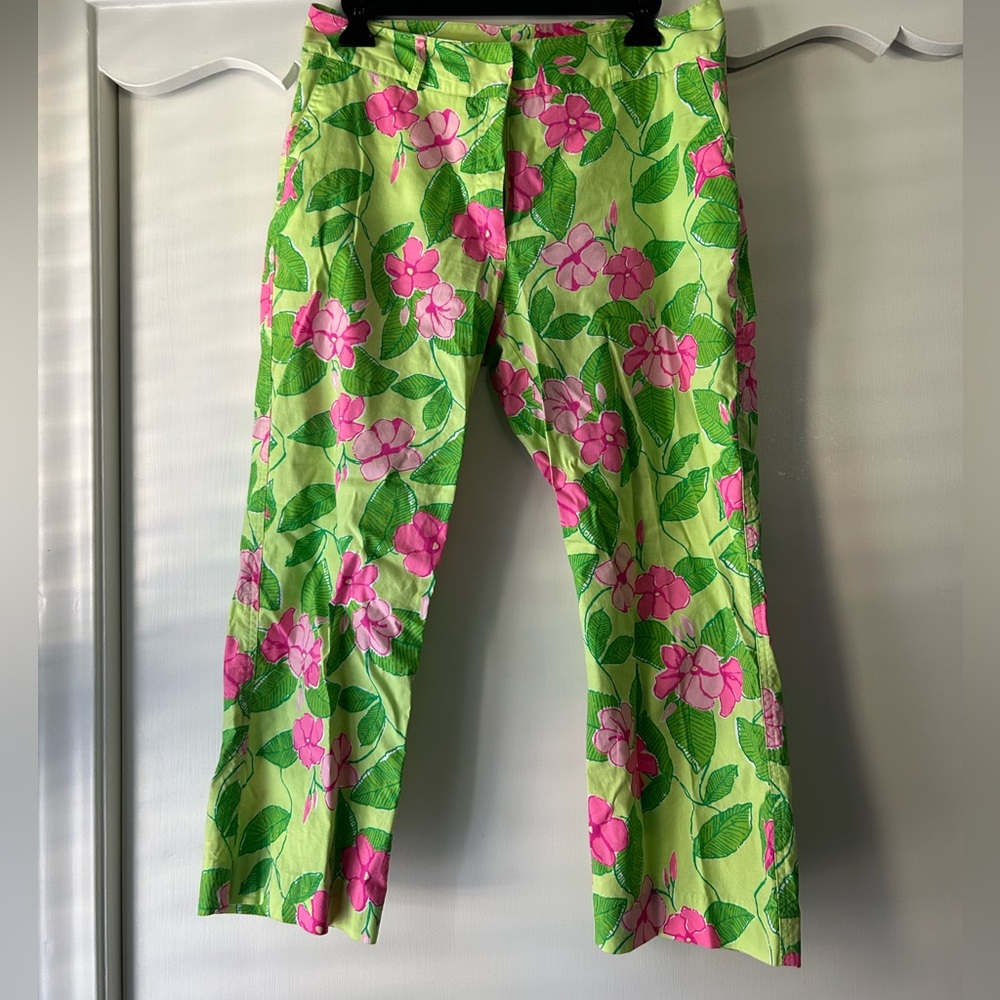 Lilly Pulitzer Lime and Pink Floral Pants